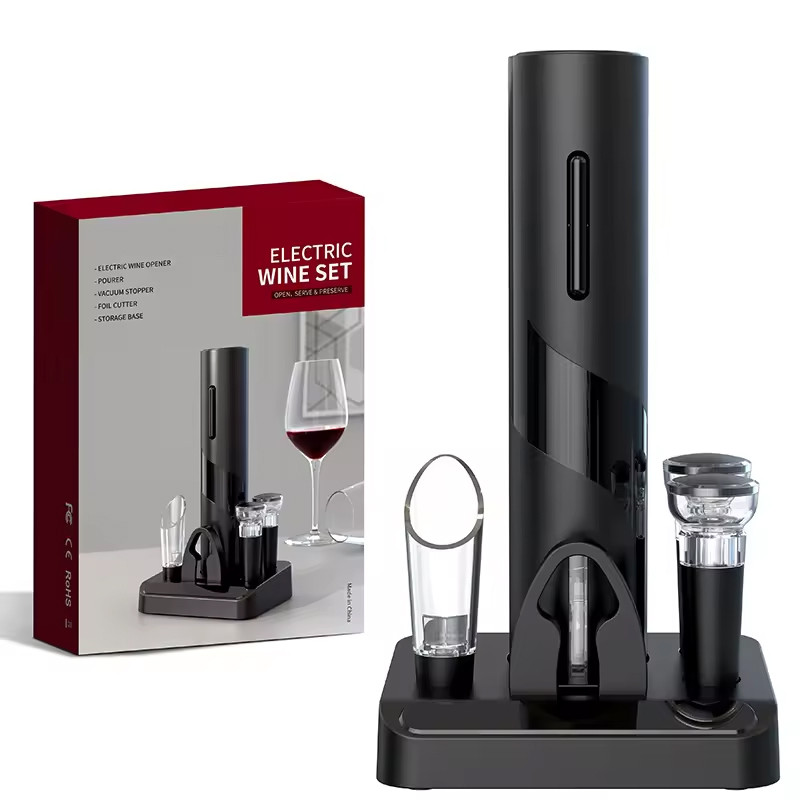 IMPORT Electric Automatic Corkscrew Wine Opener Set with Wine Stopper And Pourer Multifunctional