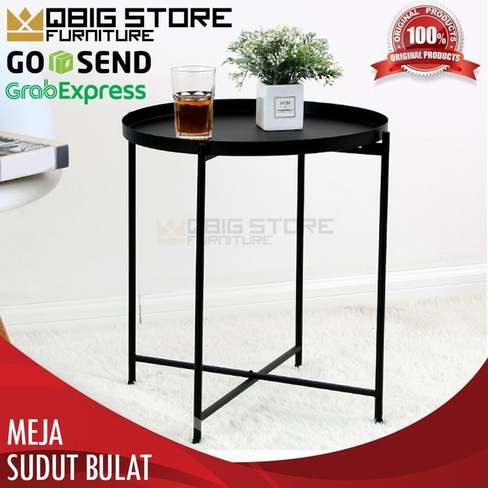 Meja Kopi Minimalis Meja Tamu Kecil Sudut Bulat Besi Anti Karat