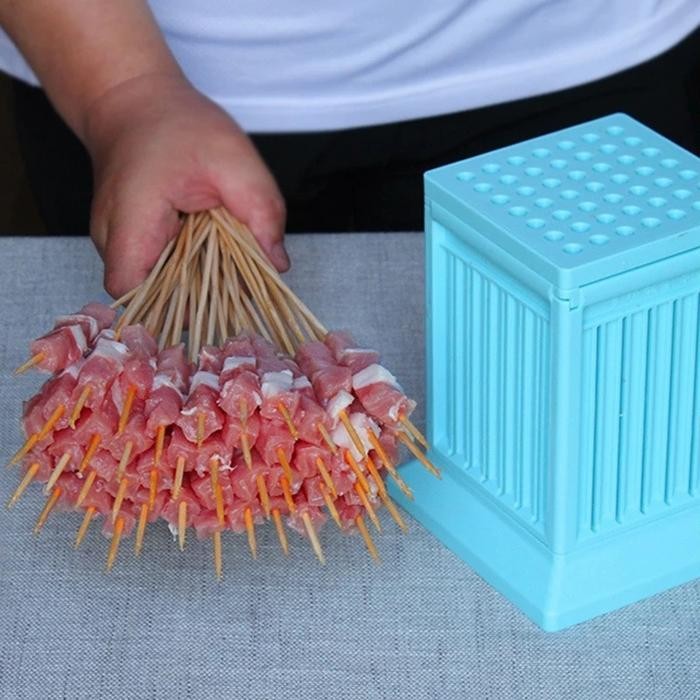 Alat Penusuk Sate Daging Satai Kebab Slicer Untuk BBQ 49 Lubang Buah Plastik terlaris
