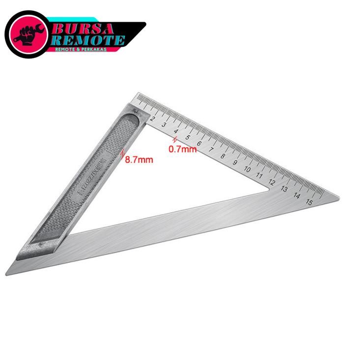 

Penggaris Segitiga Siku Aluminium Stainless Triangle Ruler Multifungsi 6Inch 150Mm