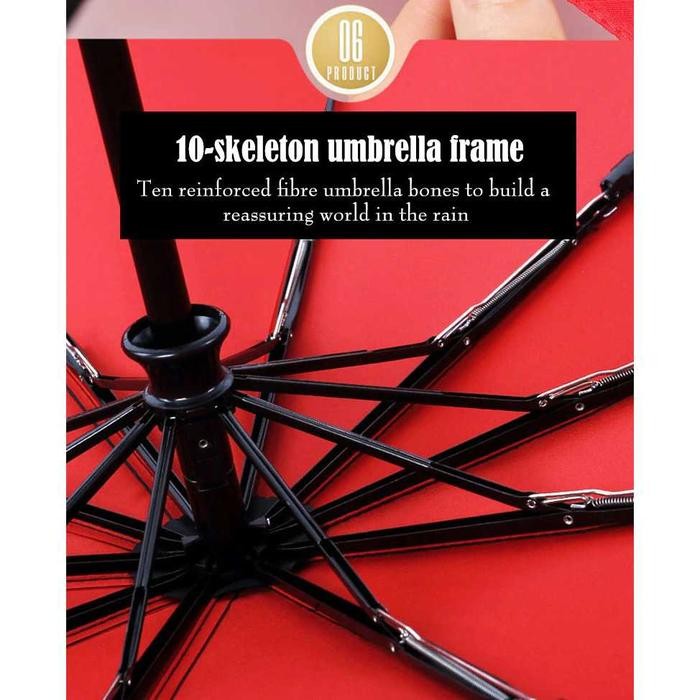 Payung Hujan Lipat Besar Jumbo Hitam Otomatis Praktis Kuat & Kokoh