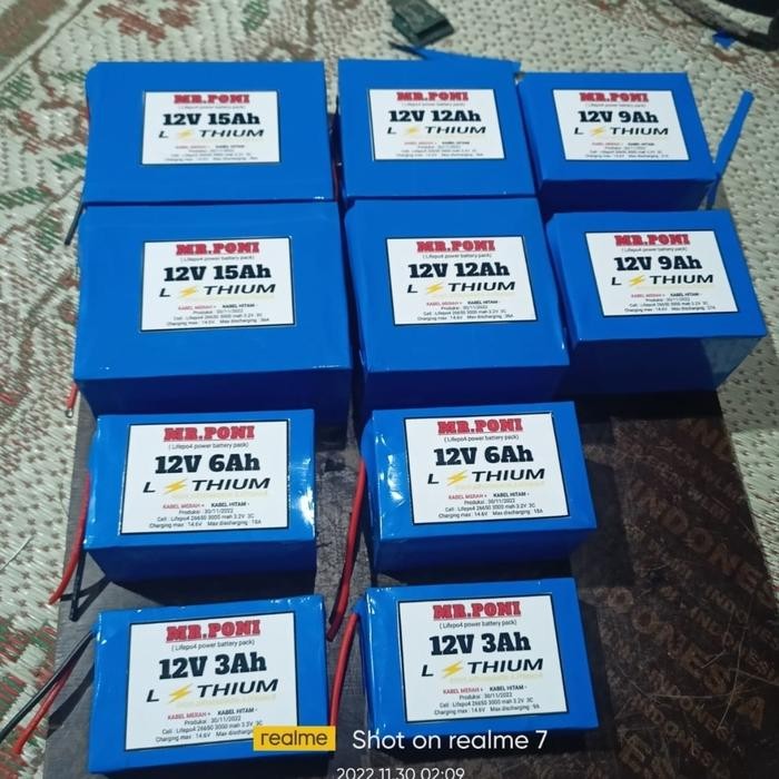 Aki kering Battery Pack Lithium Lifepo4 12V 6Ah 12Ah 15Ah 25Ah with BMS Best Performa