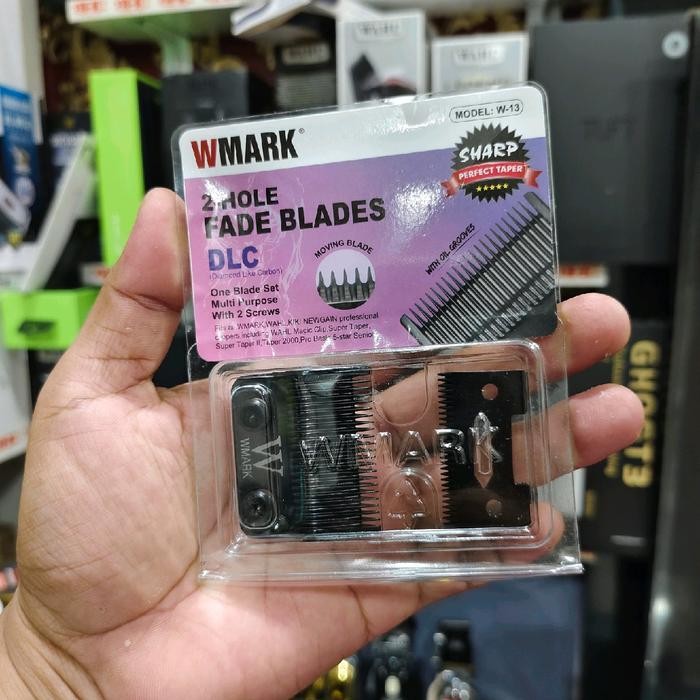 Mata Pisau Mesin Cukur Rambut W-13 DLC Black Carbon Blade Wmark Wahl Dll Gigi Mesin Cukur Silver