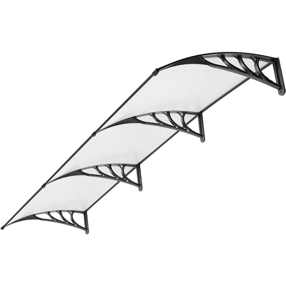 Tarp Polycarbonate Window Door Awning Canopy Brown with Black Bracket 40 Inch X 120Inch Shelter Cool