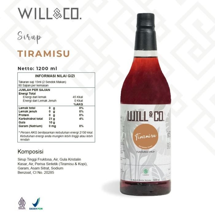 

Will&Co Syrup Tiramisu 1Kg - Sirup Tiramisu Gratis Ongkir