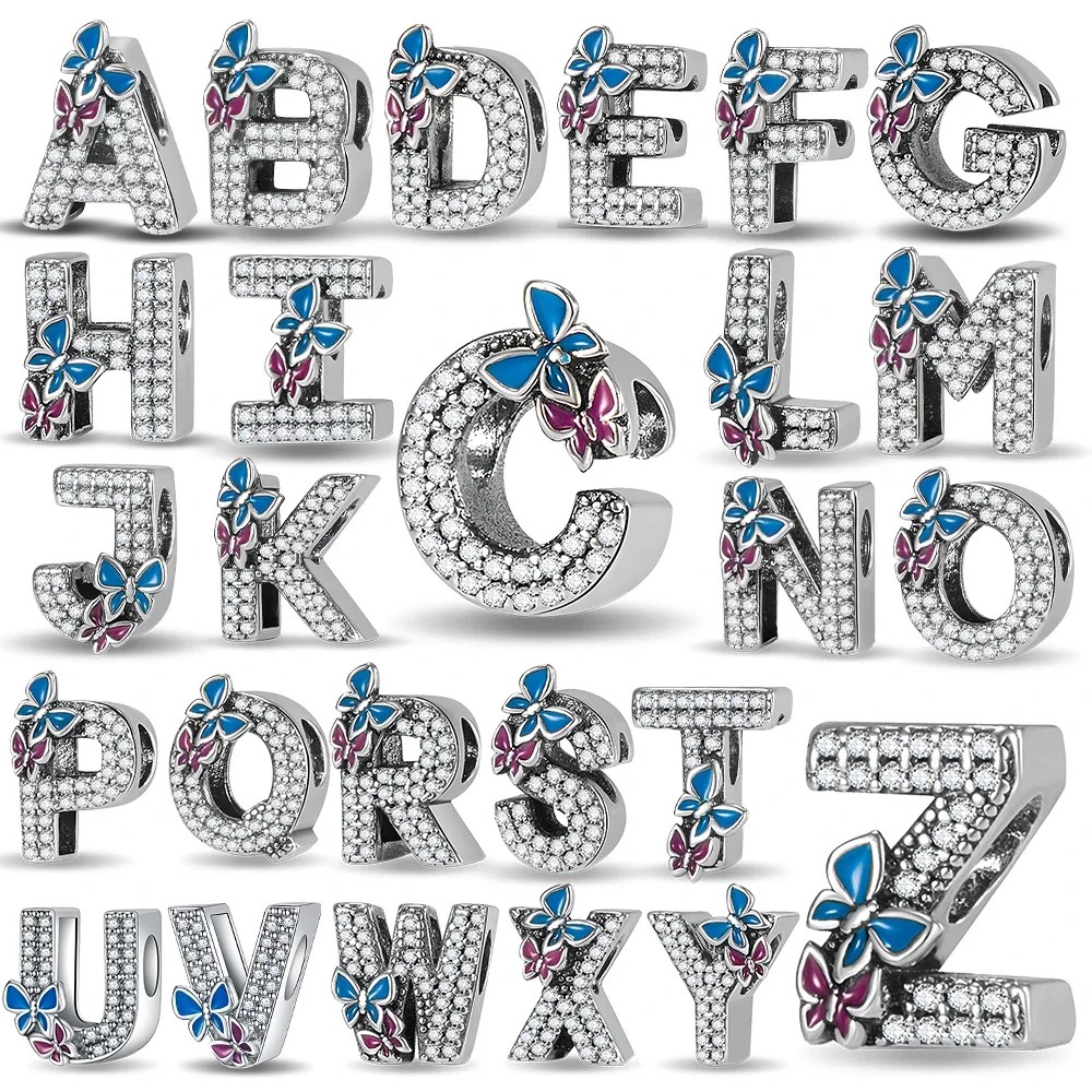 beads 925 Sterling Silver English 26 Letters Beads Fit Original Pandora Bracelet Bracelet DIY Women