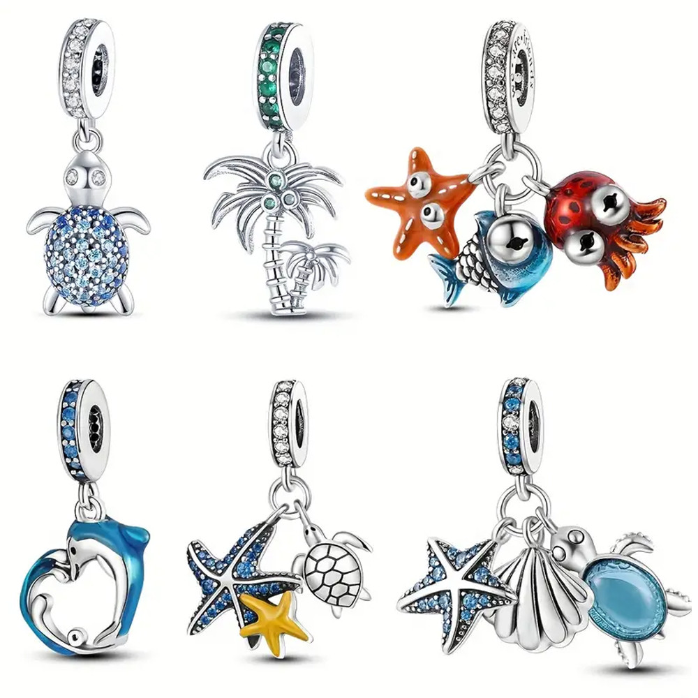 925 Sterling Silver Dolphin Pendant Fit Pandora Charms Silver 925 Original Bracelet for Jewelry