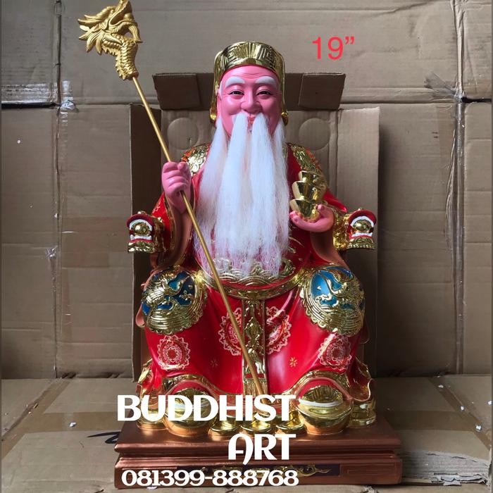 Patung Dewa Tuapekong/hok tek ceng sin/ hok tik tongkat naga 19 inch