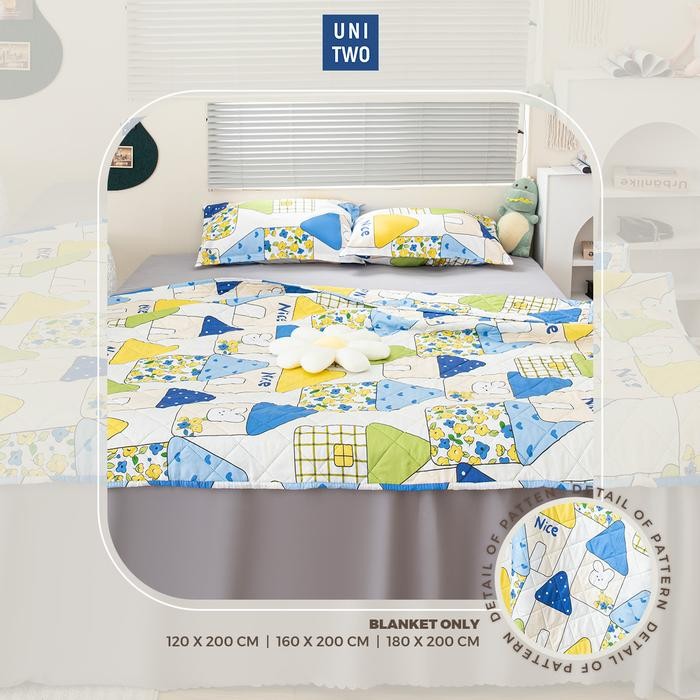 Selimut Quilt Motif Kartun Rumah Warna Bedcover Tipis Musim Panas