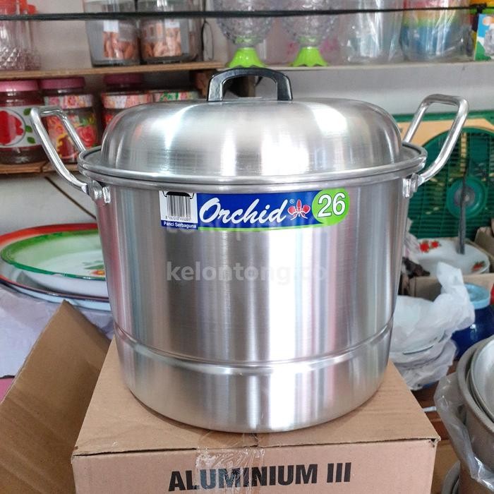 PREMIUM Panci aluminium orchid 26/Dandang kukus/panci kukusan