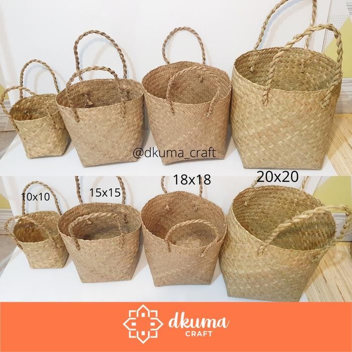 PREMIUM Bakul purun, anyaman purun, cover pot, tas purun, hampers