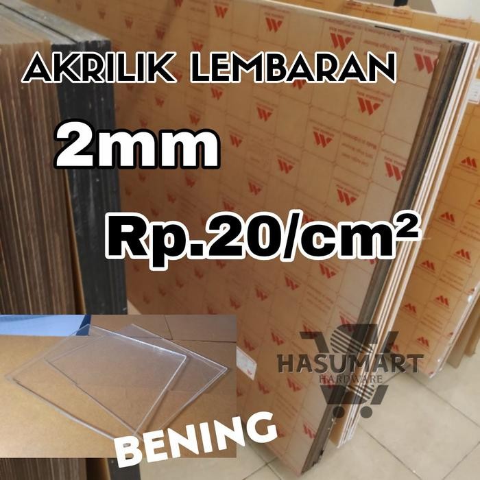 PREMIUM Akrilik lembaran bening 2mm Rp.20/cm (Kaca Acrylic)