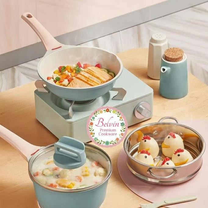 PREMIUM Belvin cookware panci set keramik mpasi baby bayi fry sauce pan kukus