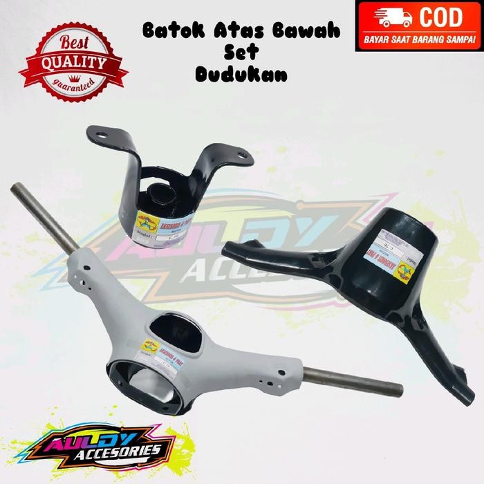 PREMIUM Stang Stir Setir C70 Batok Lampu Depan Atas Bawah Motor Honda C 70 Tebal Set Dudukan Setang