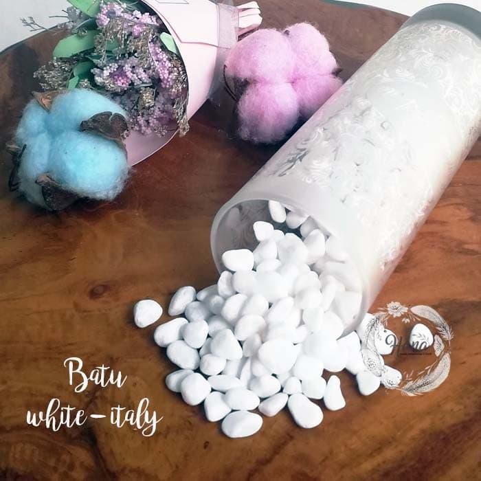 PREMIUM Batu hias bunga plastik / batu dekorasi rumah/ Batu kerikil putih