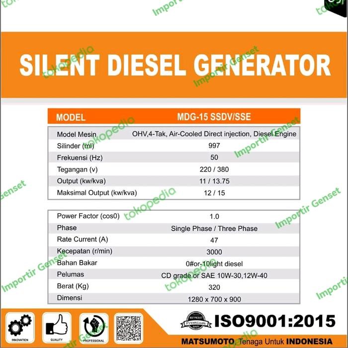 GENSET SILENT 15 KVA SINGLE PHASE