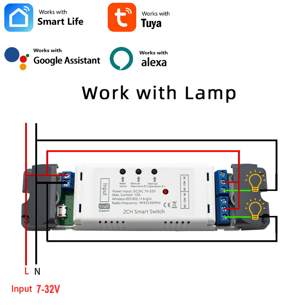Tuya Smart Wifi Electric Linear Actuator Motor Controller,Ac Dc 12V 24V,Ac 110V 220V 2 Channel