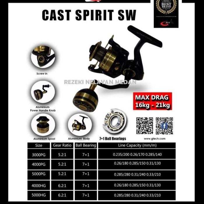 Reel G-Tech Cast Spirit Sw