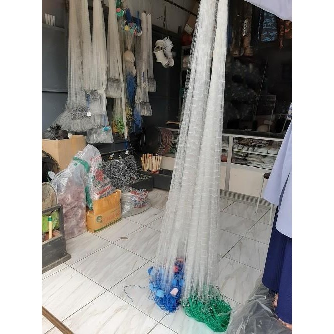 Jaring Ikan Siap Pakai Senar 0,25Mm Pemberat Timah