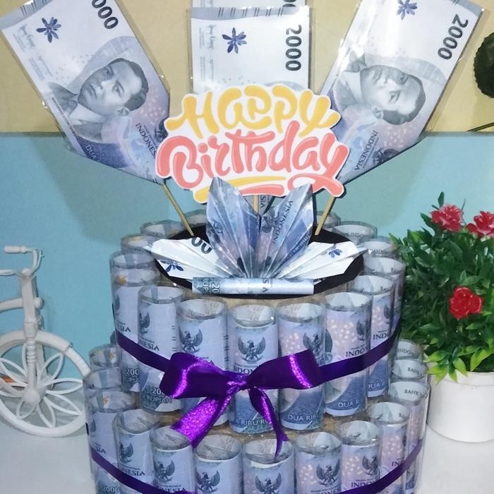 TERBARU money cake hampers 2 susun uang asli BISA GOSEND