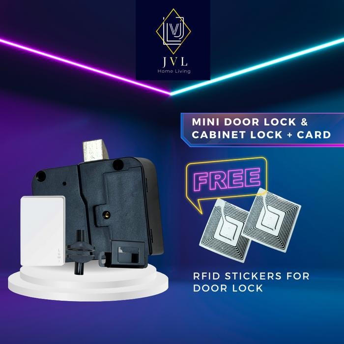 Terlaris Jvl Universal Drawer Lock + Rfid Access Card / Kunci Pintu Digital