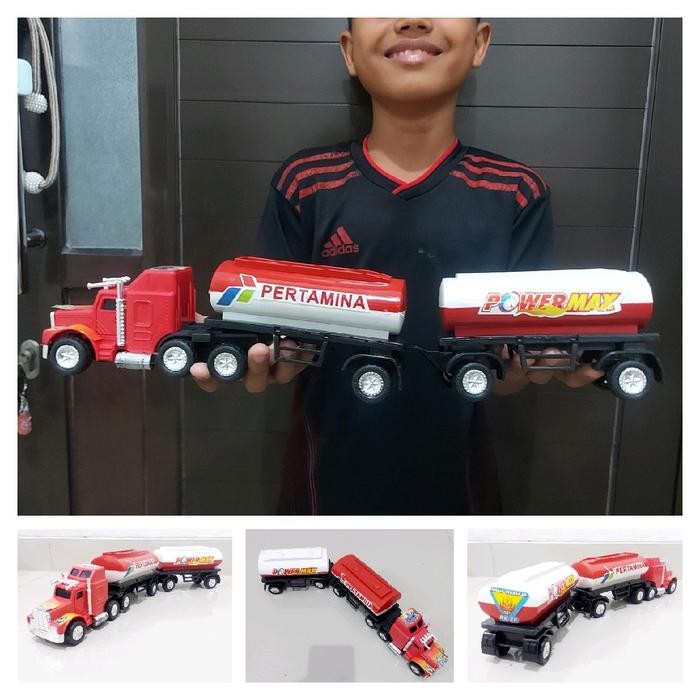MAINAN TRUK TANKI MINYAK GANDENG - MINIATUR MOBIL MOBILAN TRUCK ANGKUT ANAK LAKI COWOK