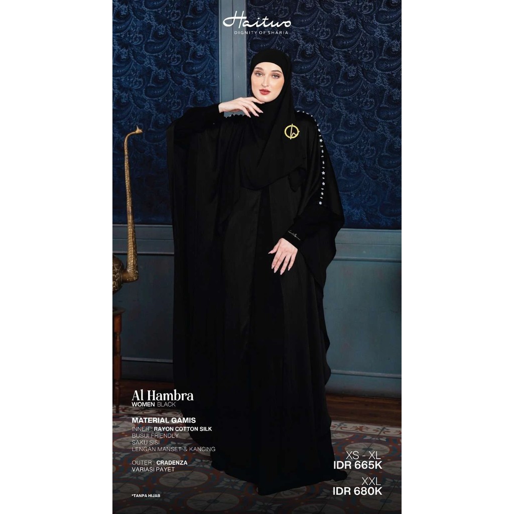 Baru Haitwo Gamis Al Hambra Women Dress Onli Kombinasi Sarimbit Rayon Cotton Silk Mix Cradenza