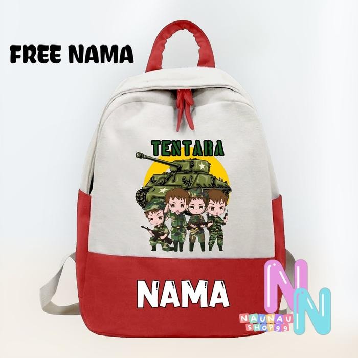 (FREE NAMA) TAS RANSEL ANAK MOTIF TENTARA TAS ANAK TAS SEKOLAH