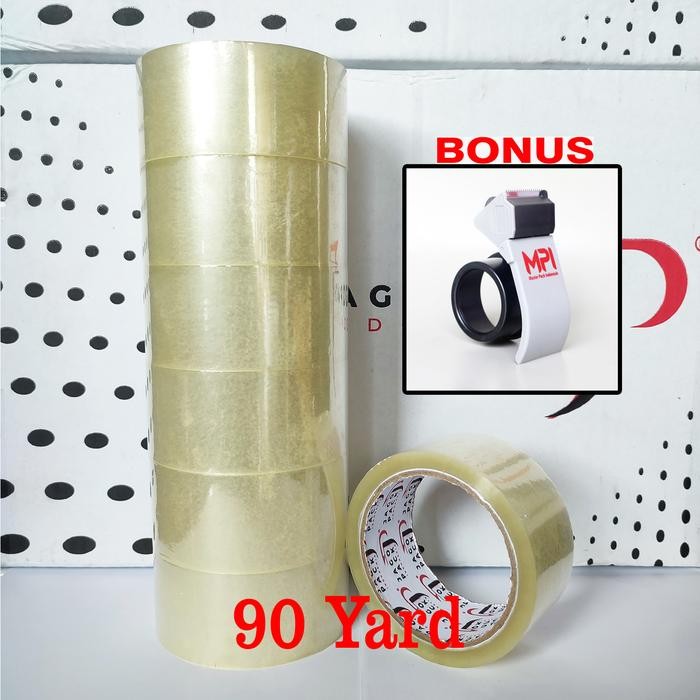 

TERLARIS! [BONUS DISPENSER] 1 Slop - Lakban Bening Ekonomis 45 x 90 yard - Lakban Packing Hemat -