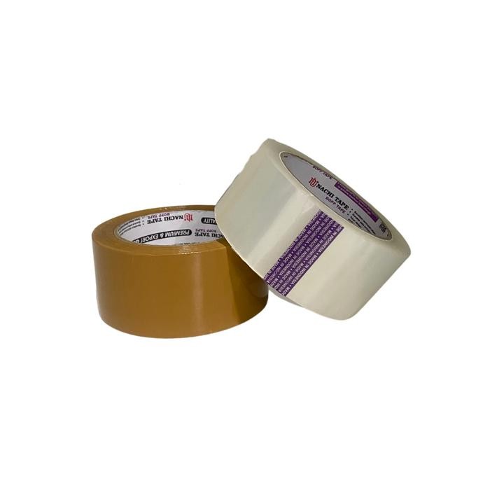 

TERLARIS! Lakban Plakban NACHI OPP Core Ungu Violet Premium 2 inch/ 48mm X 100 Yard, Bening/ Coklat