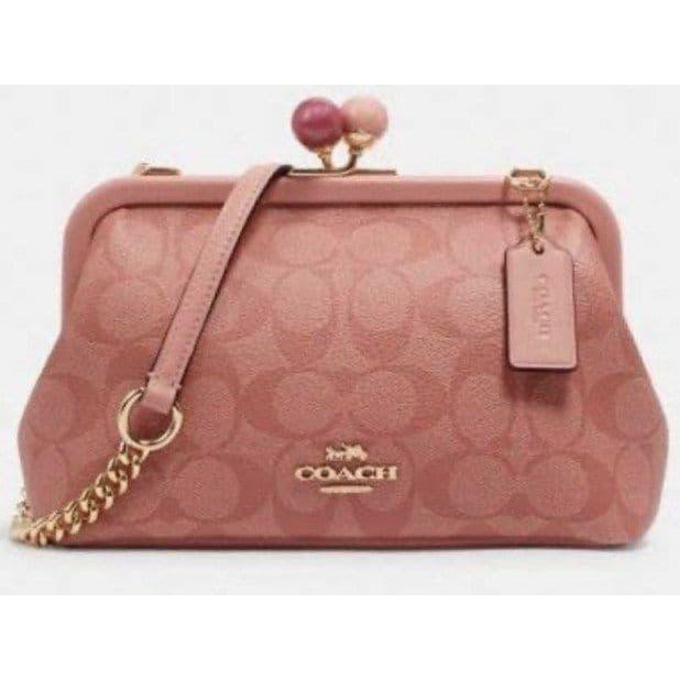 BEST SELLER COACH NORA KISSLOCK CROSSBODY IN SIGNATURE PINK ORIGINAL,TAS WANITA