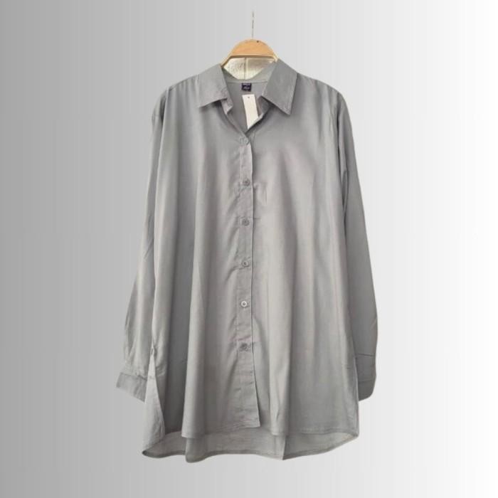 BEST SELLER Kemeja polos basic jumbo oversized katun rayon ungu tua - lilac