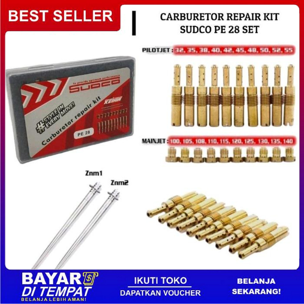 FREE ONGKIR POWERJET PJ MAINJET MJ SET KARBURATOR KARBU PE 24 26 28 BY KEIHIN SUDCO KEIHIN SUDCO