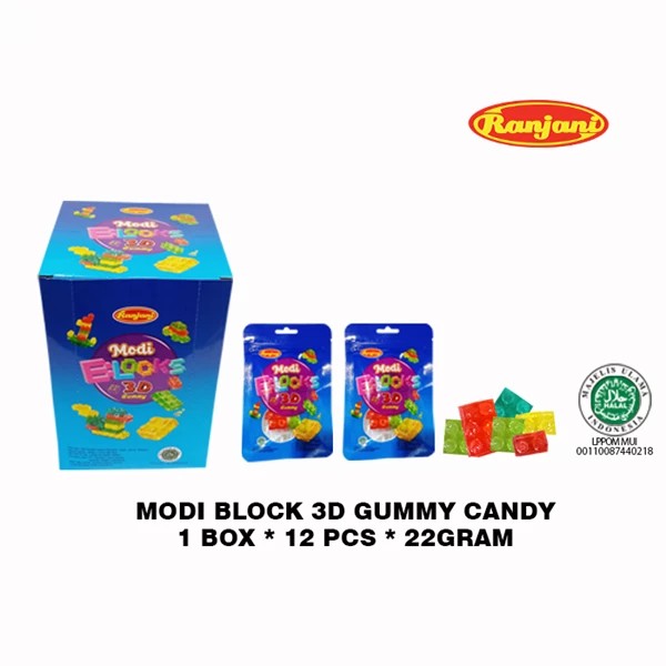 

permen ranjani modi 3D BLOCK box 12pcs Snack permen lunak ranjani modi gummy candy