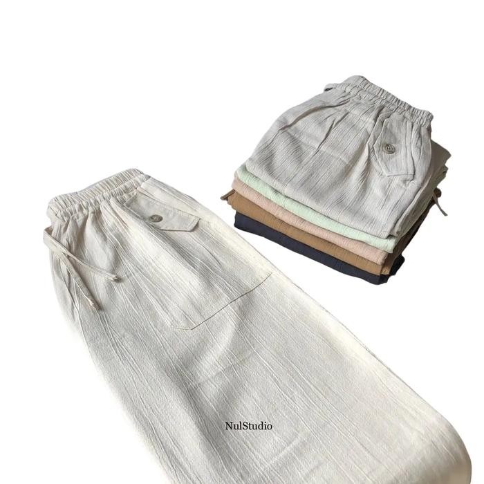 NAMI KULOT JUMBO BB 80 KG CELANA BIG SIZE XXL Kancing Karet Linen