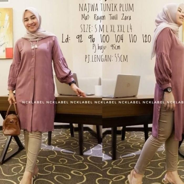 Tunik Rayon Twill / Tunik Premium / Tunik Lengan Balon Rayon Twill