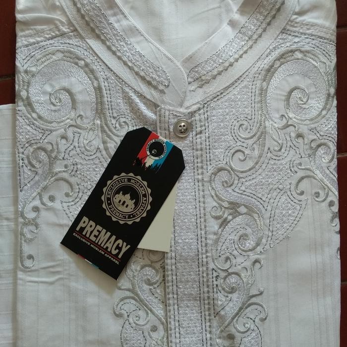 BAJU KOKO SUPER JUMBO 4XL 3XL 2XL PUTIH BORDIR LENGAN PANJANG TEBAL