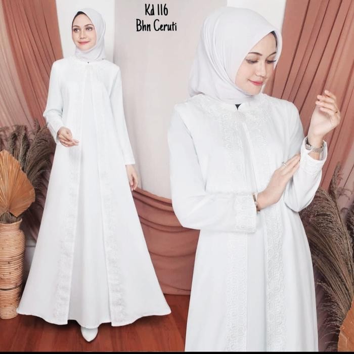 gamis putih wanita Bahan sifon gamis putih abaya
