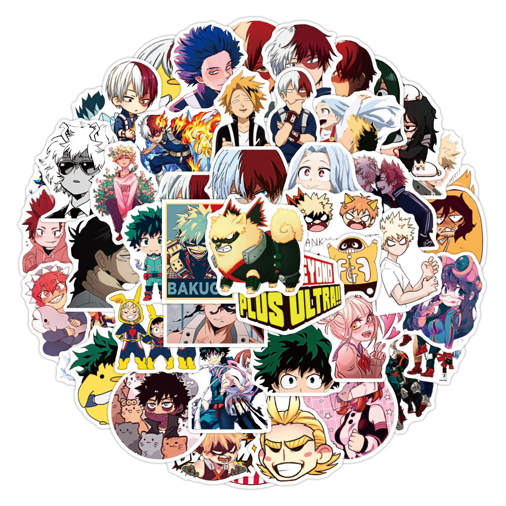 50PCS Japanese Anime My Hero Academy Graffiti Waterproof Stickers Creative Trendy Fridge Guitar Mug