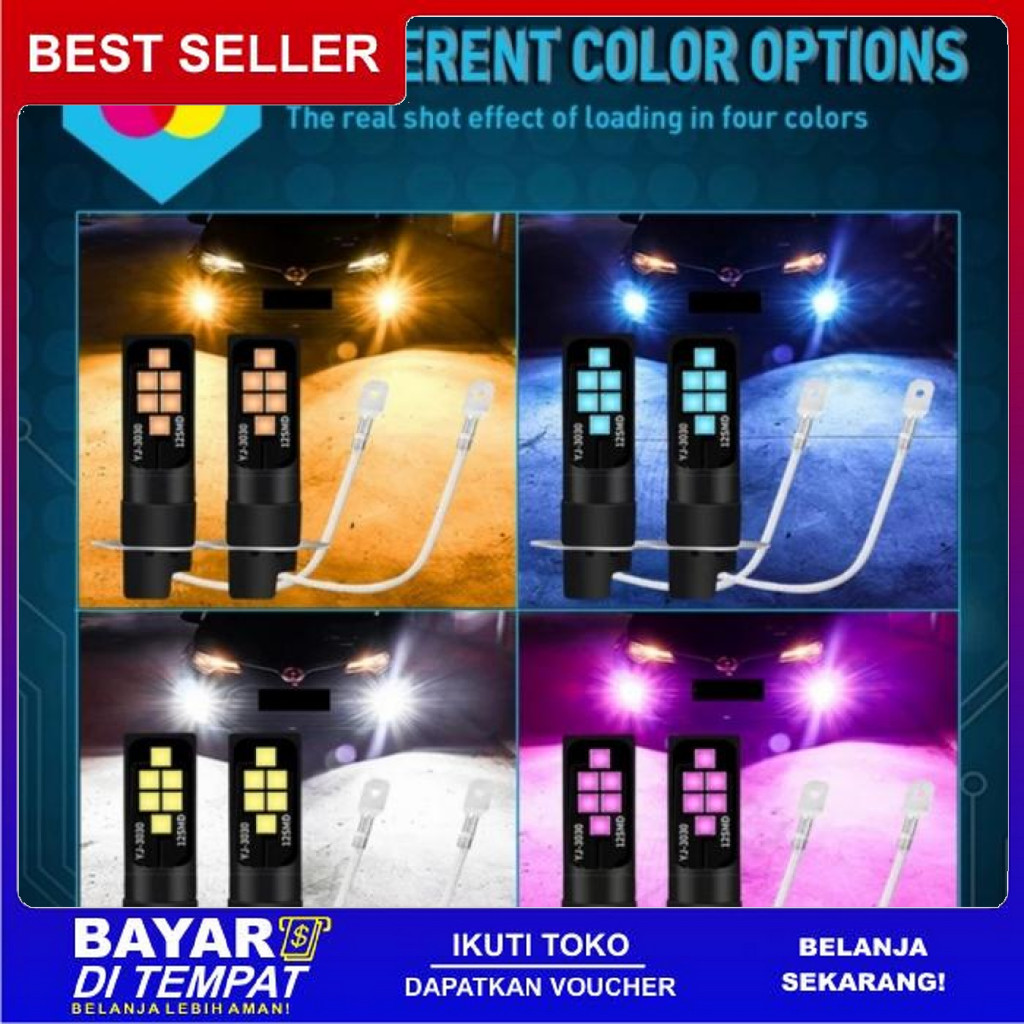 FREE ONGKIR LAMPU LED H3 FOGLAMP 12 LED 12 MATA 12 TITIK 25 WATT 12VOLT 12V BISA COD
