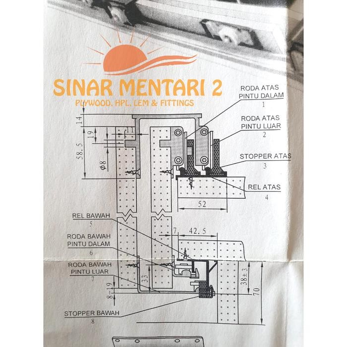 RODA SLIDING LEMARI BAJU YIMING MEREK TWIN 2 PINTU