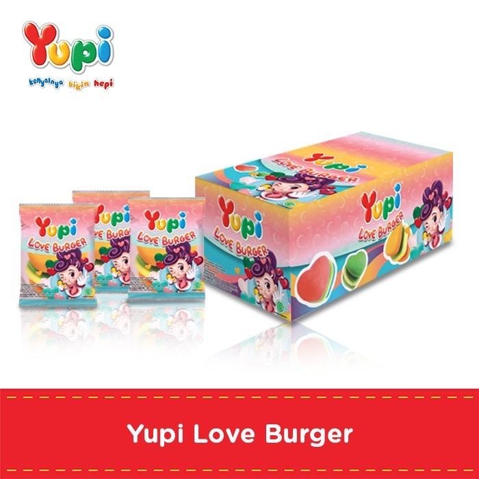

MARI MILIKI- YUPI GUMMY LOVE BURGER 12 X 10 GR RASA BUAH BY JADOEL SNACK FOOD CANDY JELLY PERMEN