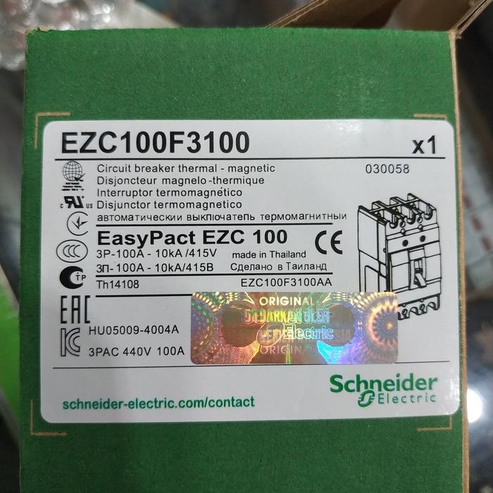 Populer Mccb Schneider 100A Ezc100F3100 3P/Mccb Schneider/Mccb 100A