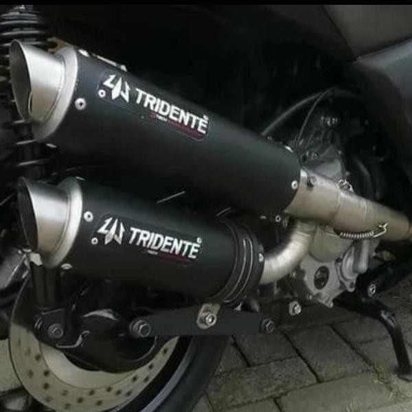 Knalpot Hybrid 3 Suara Tipe Tridente F22 XMAX New Old Fullsistem Black