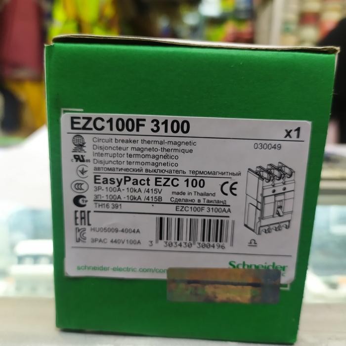 Terbagus Mccb Schneider Ezc100F 3Phase 100A / Breaker Schneider 3P 100A