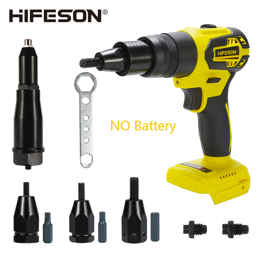 HIFESON NO Battery Double Use Brushless Electric Rivet Nails Gun Drill Insert Rivet Nut Gun Automati