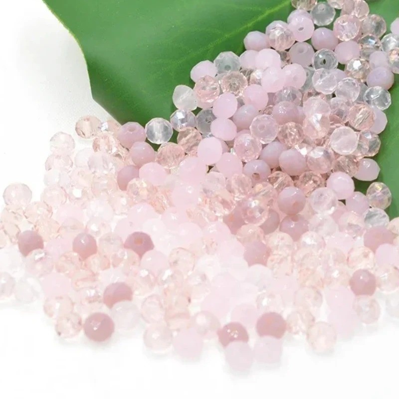 Bright Pink Multicolor 4Mm/6Mm/8Mm Rondelle Faceted Crystal Glass Beads Quartz Charms Beads For