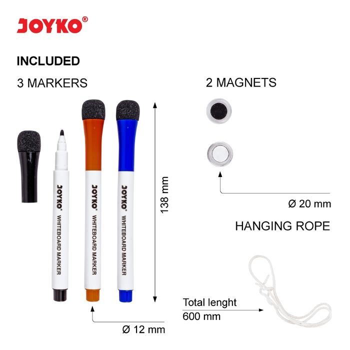

JOYKO WBS 10 MAGNET WHITEBOARD SET SPIDOL PAPAN TULIS PUTIH