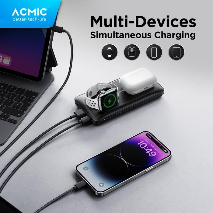 Acmic Magbank Duo Magsafe Wireless Powerbank Charger For Iphone Apple Watch