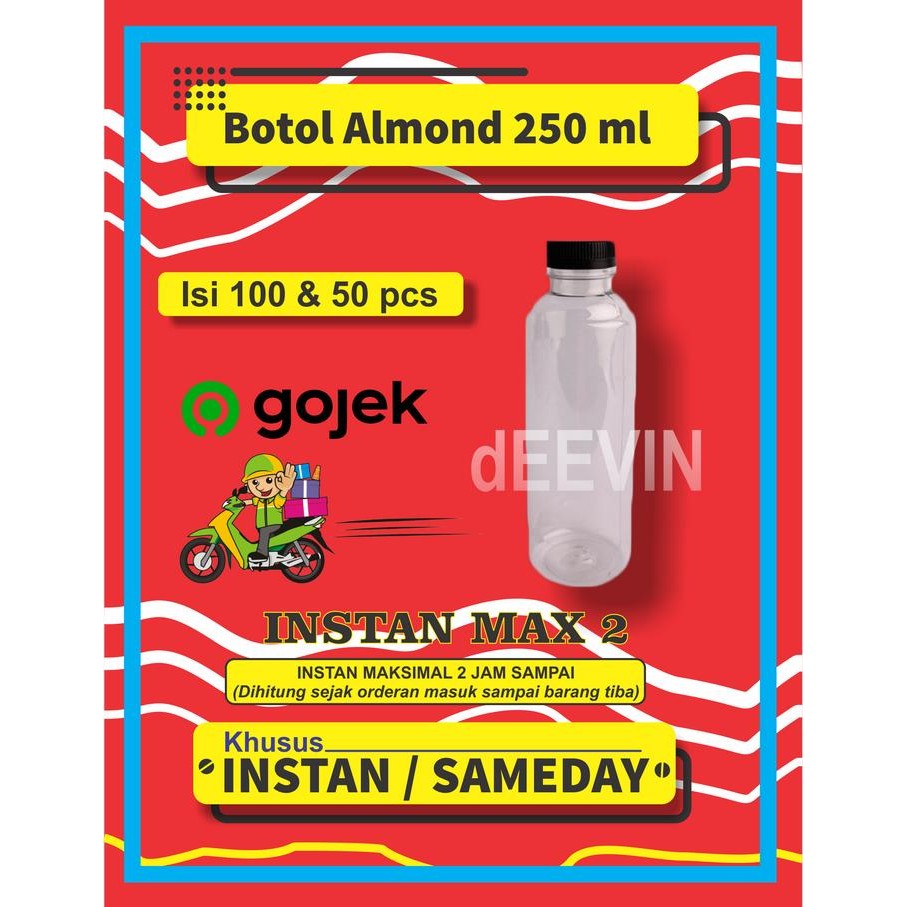 Botol Almond 250 ml [KHUSUS /SAMEDAY] / Botol Plastik Almond 250 ml / Botol Plastik 250ml